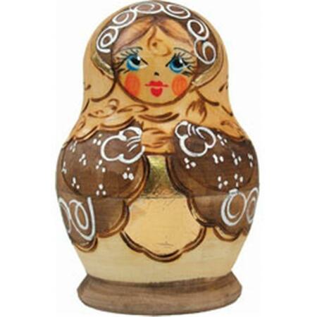 GLORIOUSGIFTS Russia Nested Dolls Gold Floral Bw 5 Nest Doll 3 in. GL303604